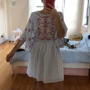 ZARA LIGHT BLUE LINEN SUMMER DRESS